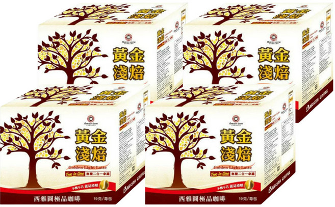 BARISTA COFFEE 西雅圖 黃金淺焙二合一, 19g, 15包, 4盒