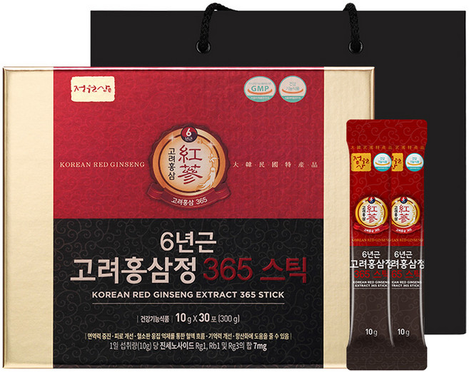정원삼 6년근 고려홍삼정 365 스틱 선물세트 + 쇼핑백, 300g, 1개