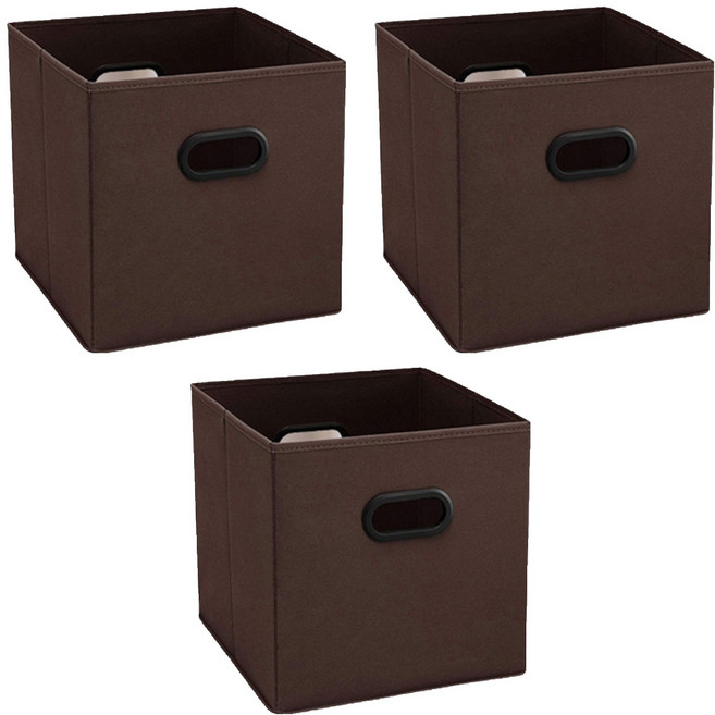 마켓감성 손잡이 패브릭 여러가지 수납함, 브라운, 3개