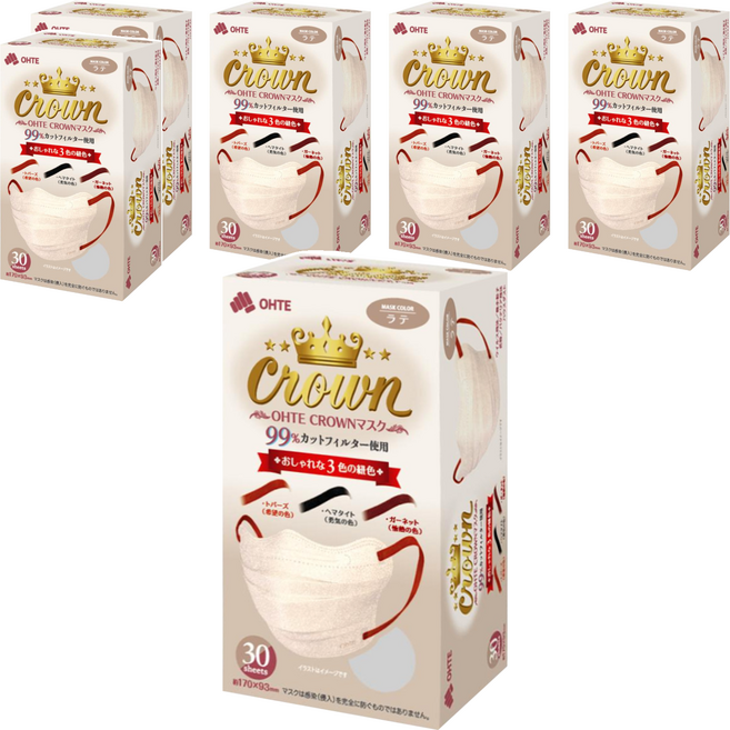 OHTE 新快適 CROWN 成人口罩, 6個, 30片, 香檳色