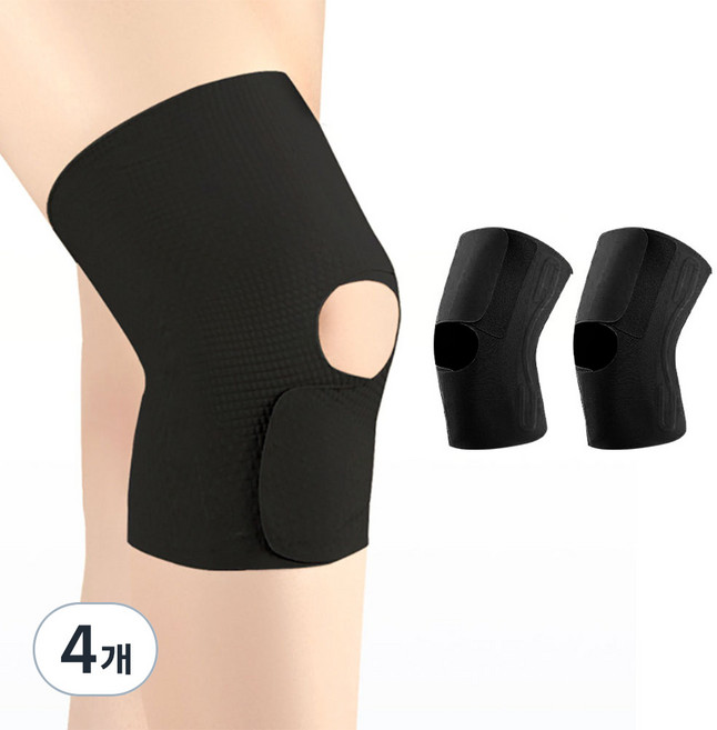헨센 초슬림 슬개골 무릎보호대, 블랙, 4개