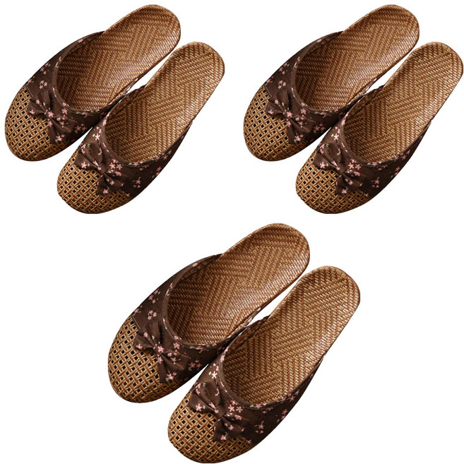 앤티스 썸머 라탄 논슬립 여성 거실화, 브라운, 3개