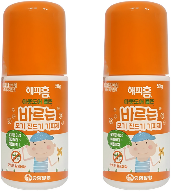 해피홈 아웃도어 롤온 바르는 모기 진드기 기피제, 50g, 2개