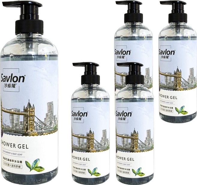 Savlon 沙威隆 台灣公司貨 英倫花園沐浴露 黑莓與月桂葉, 700ml, 5瓶
