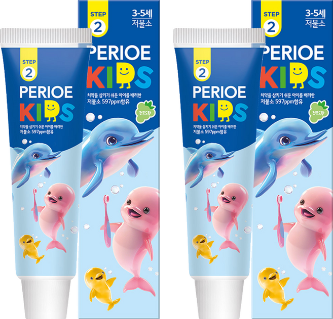 페리오 스텝2 키즈 마일드치약 청포도향, 2개, 75g