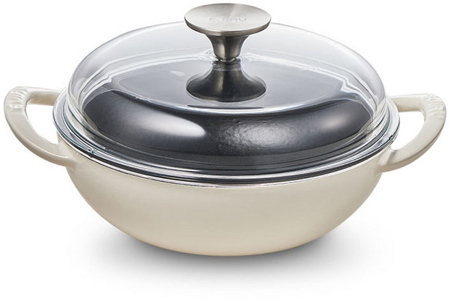 에지리 인덕션 블랙아이언 베이비웍 하이돔 양손냄비, 20cm, 프림 아이보리, 1개