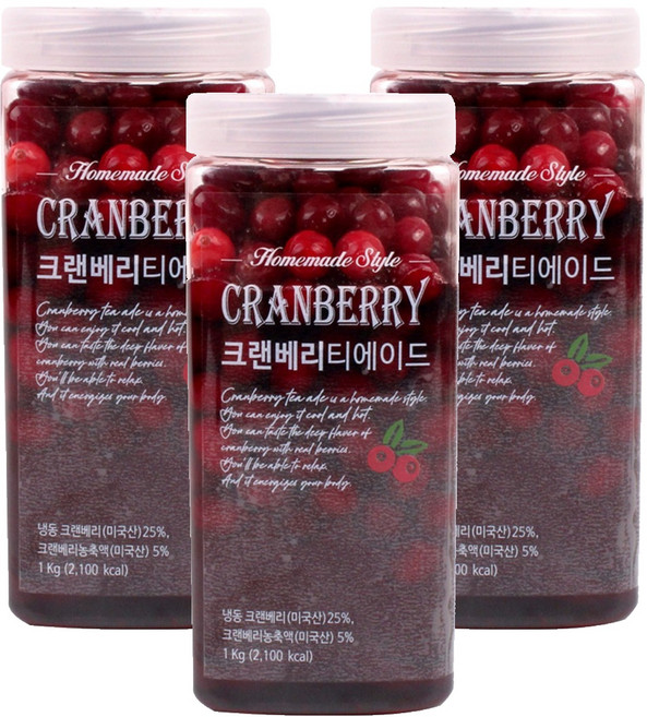 딜라잇가든 크랜베리 티에이드, 1kg, 3개
