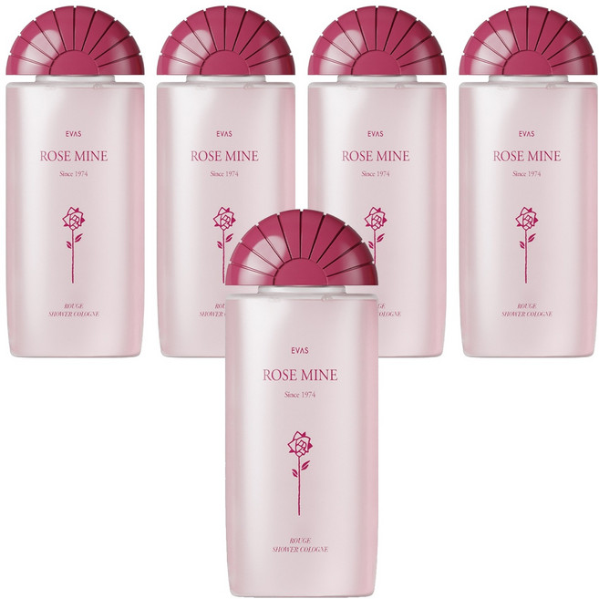 로즈마인 에바스 샤워코롱 루지 센티폴리아 로즈향, 5개, 185ml