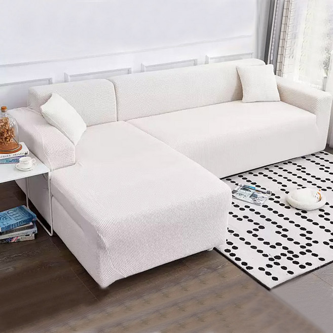 마켓플랜 와플 스판 소파커버, 아이보리, 1개