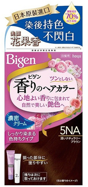 Bigen 美源 花果香快速染髮霜, 5NA自然暖棕色, 1盒