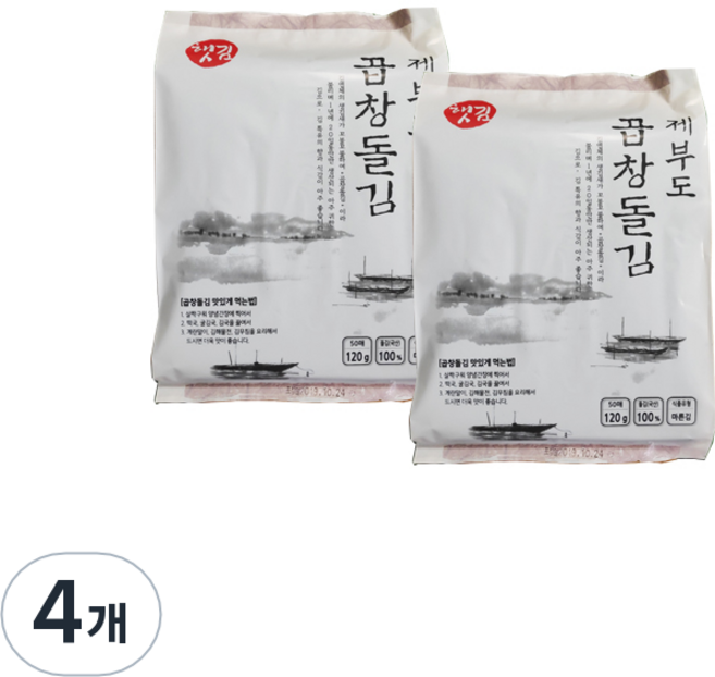 해저식품 제부도 곱창돌김, 120g, 4개
