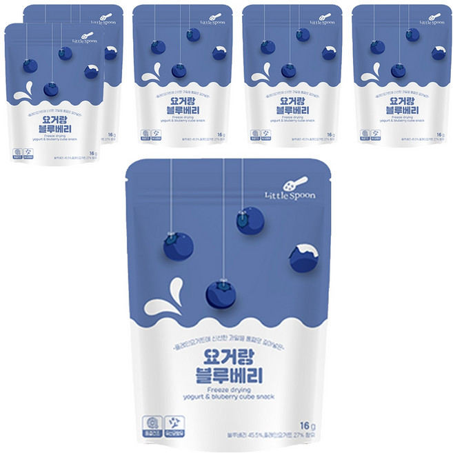 리틀스푼 요거트 큐브스낵, 요거랑 블루베리, 16g, 6개
