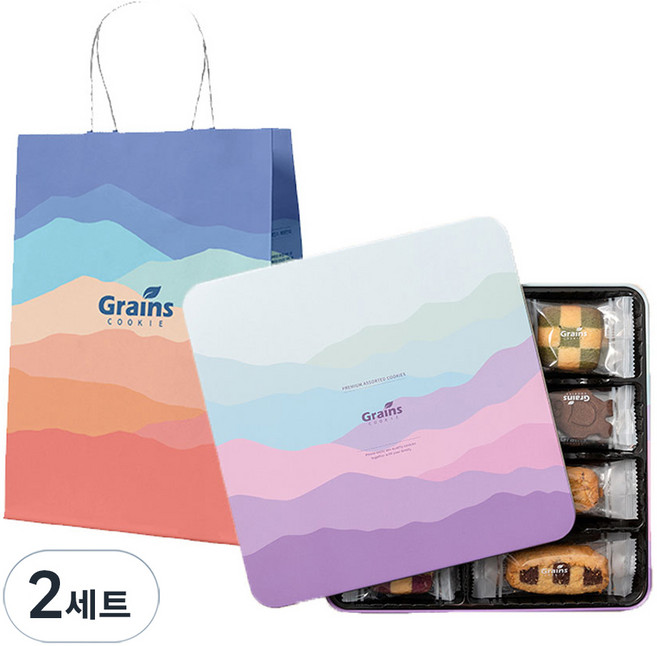 그래인스쿠키 칸타빌레 틴케이스 쿠키 32p + 쇼핑백 세트, 8종, 2세트