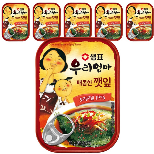 샘표 우리엄마 매콤한 깻잎, 70g, 6개