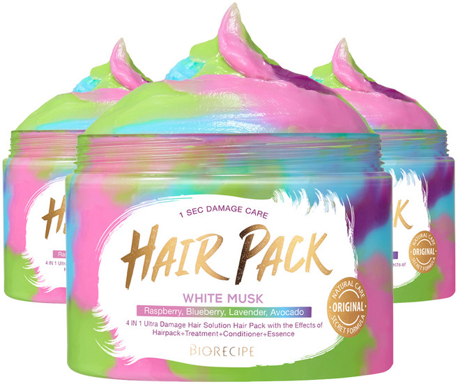 바이오레시피 1초 데미지케어 4 In 1 system 헤어팩, 300g, 3개