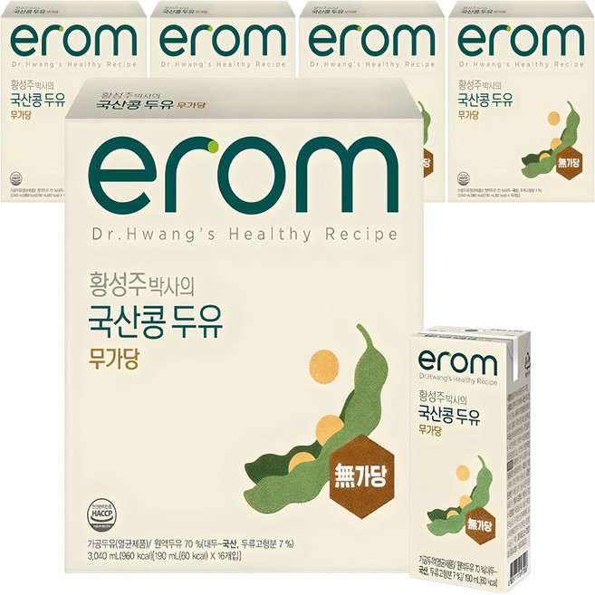 이롬 황성주 박사의 국산콩 두유 무가당, 190ml, 80개