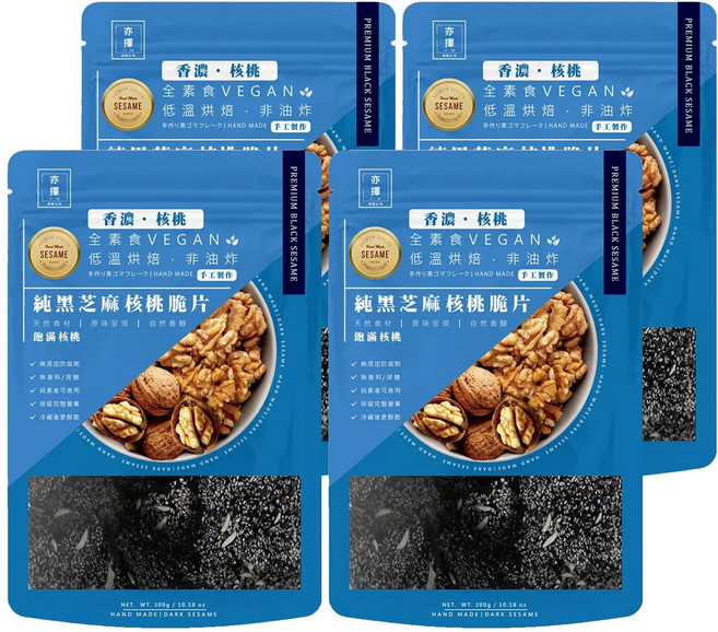亦擇 純黑芝麻核桃脆片, 250g, 4包