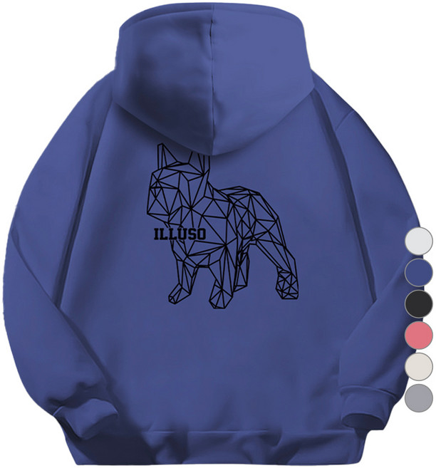 일루소 남녀공용 블랙도그 소프트 특양면 후드티