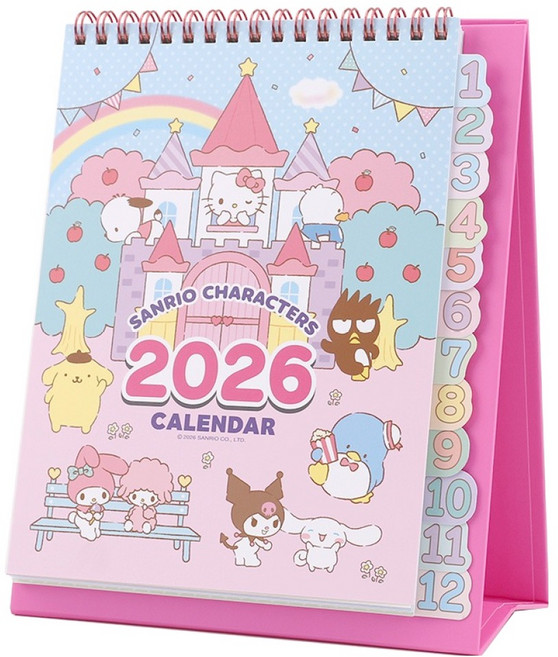 산리오 캐릭터즈 2026년 인덱스 탁상 달력, 혼합색상, 1개