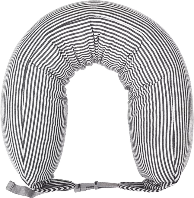 半島良品 條紋U型枕 S02, 白灰
