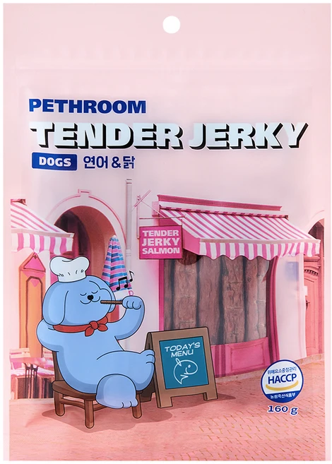 페스룸 강아지 텐더 저키 160g, 연어+닭 혼합맛, 1개 - 쿠팡