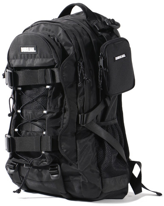 bubilian Deluxe多功能尼龍防水透氣筆電後背包, 黑色