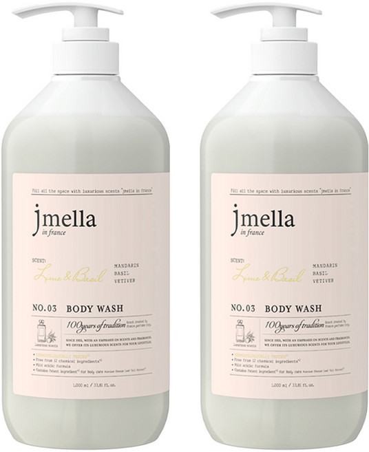 jmella 法式漫舞香水沐浴乳 No.03 Lime & Basil, 1L, 2瓶