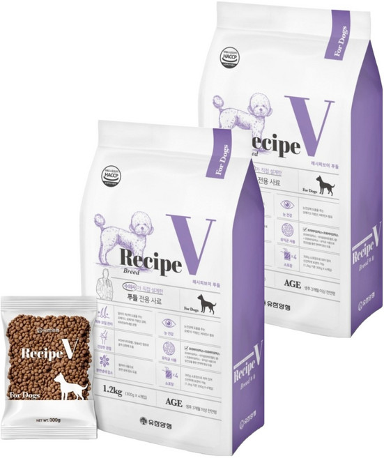 유한양행레시피브이 강아지 처방식사료, 푸들, 1.2kg, 2개