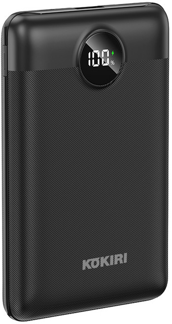 코끼리 고속충전 미니 LCD 잔량표시 PD 22.5W 보조배터리 10000mAh, 블랙, KPB-RM10P1A1