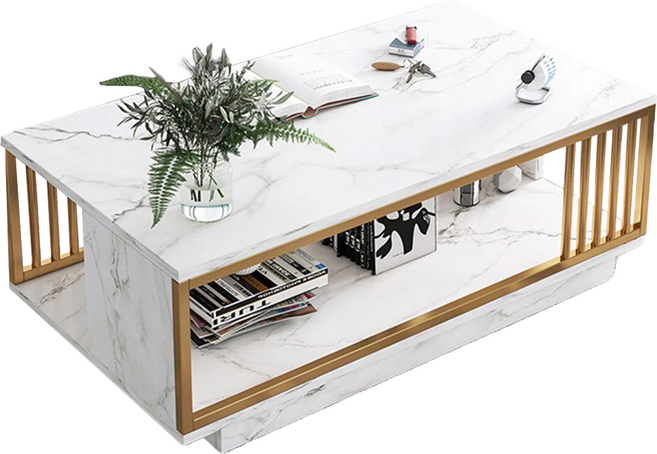 仿大理石紋茶几 100 x 48 x 40cm, 白色