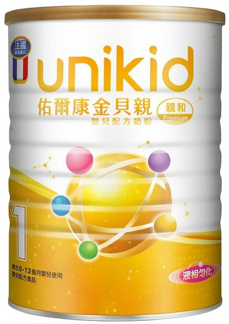 unikid 佑爾康 金貝親嬰兒配方 親和Premium 1號, 850g, 1入, 1罐