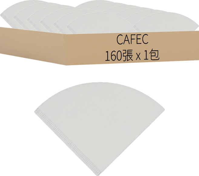 CAFEC 4P錐形濾紙組合 4種 白色 1~2杯份, 160張, 1包