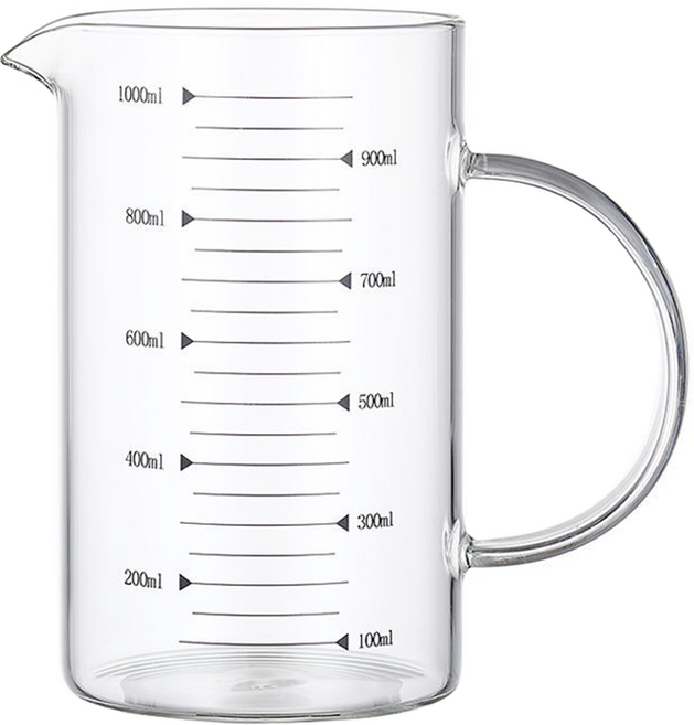 卡特屋 玻璃刻度量杯 無蓋, 1L, 1個