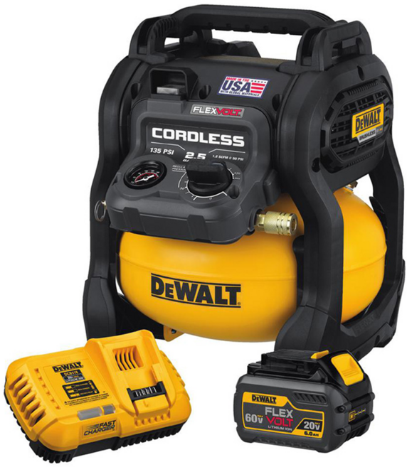 DEWALT 得偉 台灣公司貨 60Vmax 無碳刷無油式空壓機 單電池 DCC2560T1, 1組