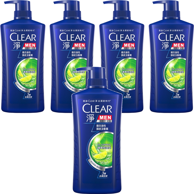 CLEAR 淨 去屑洗髮乳 清爽控油型, 1.2kg, 5瓶