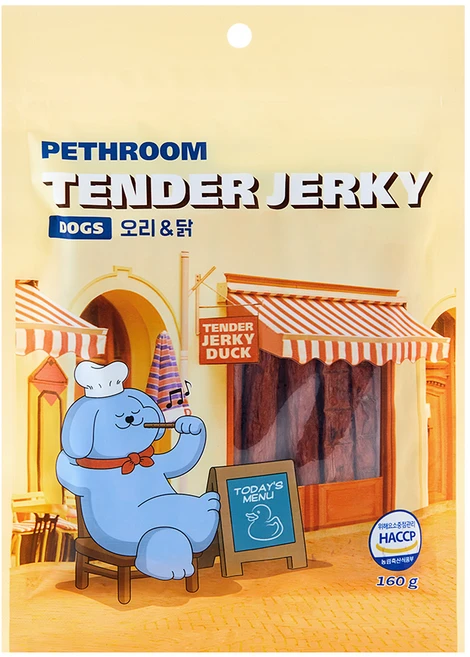 페스룸 강아지 텐더 저키 160g, 오리+닭 혼합맛, 1개 - 쿠팡