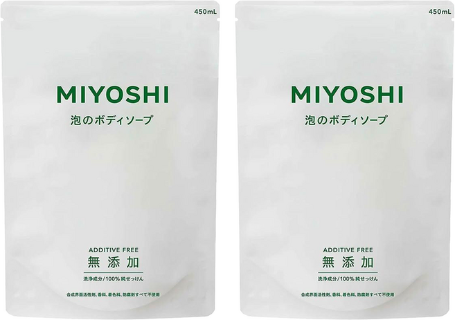 MIYOSHI 無添加 泡沫沐浴乳補充包, 450ml, 2包