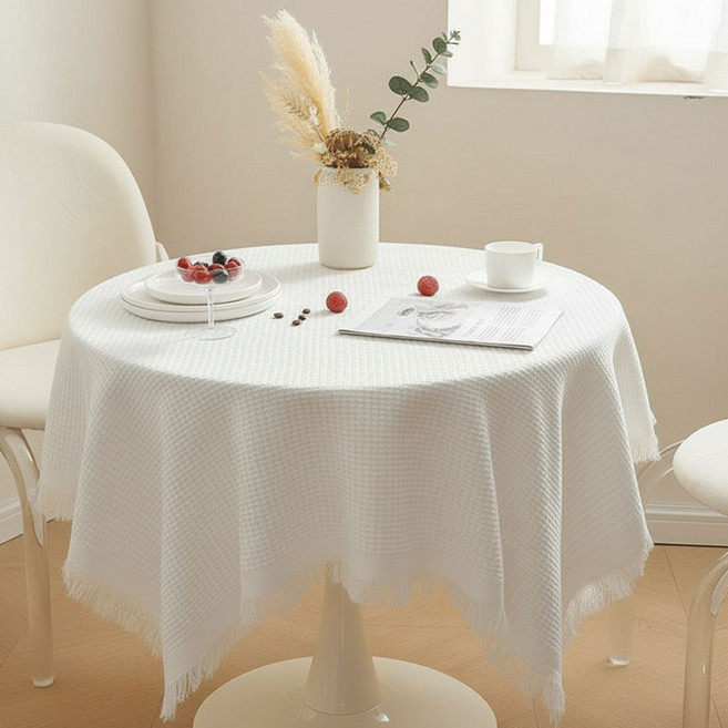 소아르 코튼 감성 테이블보, 화이트, 1개, 90 x 150 cm