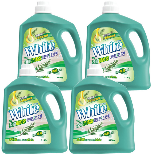 白帥帥 抗菌洗衣精 茶樹抗病毒, 3.15kg, 4瓶