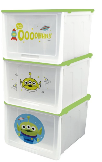 收納王妃 迪士尼 防塵收納鞋盒3件組, 白色 + 綠色 + 透明色, 1層