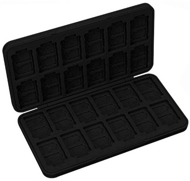 호후 닌텐도 스위치 OLED 라이트 호환 게임칩 24칸 카드 케이스 보관함, 무지 블랙, 1개