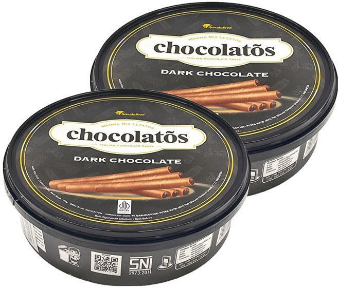 chocolatos 芝莉迷你捲心酥 黑巧克力, 190g, 2罐