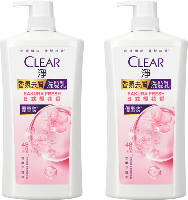 CLEAR 淨 頭皮護理洗髮乳 櫻花香, 1.2kg, 2瓶