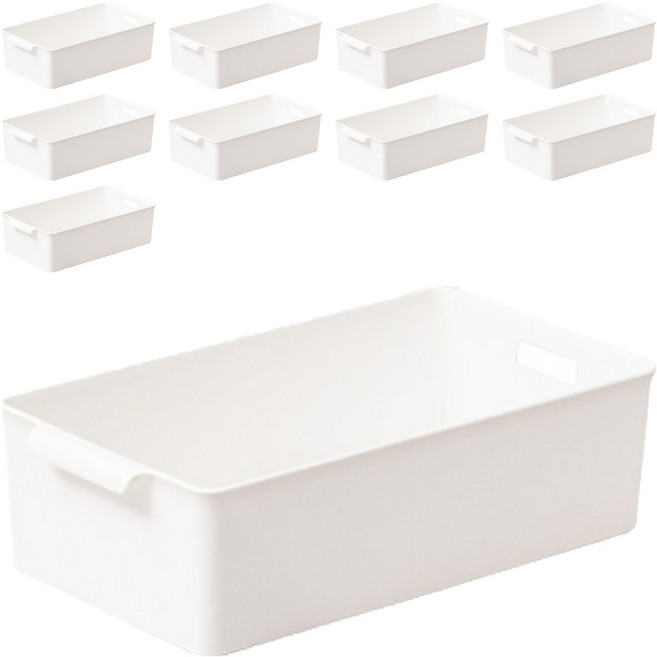 이즈리빙 팬트리 손잡이 바스켓 바구니, 아이보리, 10개