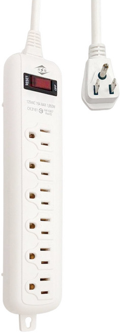 WeiTien 威電 CK3161 過載斷電1開6座延長線15尺, 4.5m, 白色, 1個