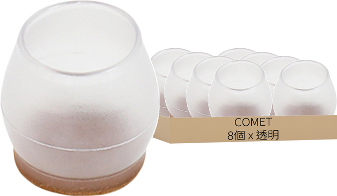 COMET 加厚升級毛氈靜音桌椅腳套 TCLC-01 透明圓形 8個, 1組