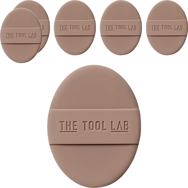 THE TOOL LAB 持久水潤彈力粉撲 (加厚款), 6個, 摩卡