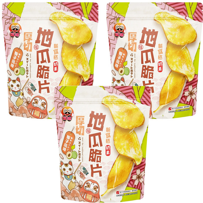 福味 厚切地瓜脆片 梅子風味, 140g, 3包