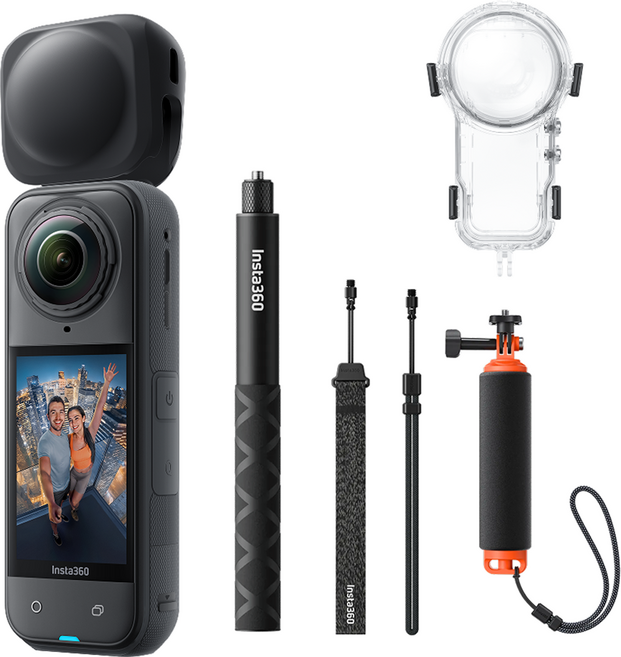 인스타360 X5 인비져블 다이브 액션캠 번들 세트, 블랙