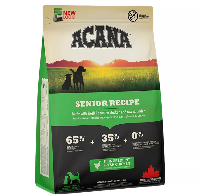 ACANA 愛肯拿 老犬 無穀配方乾飼料, 放養雞肉 + 新鮮蔬果, 2kg, 1袋